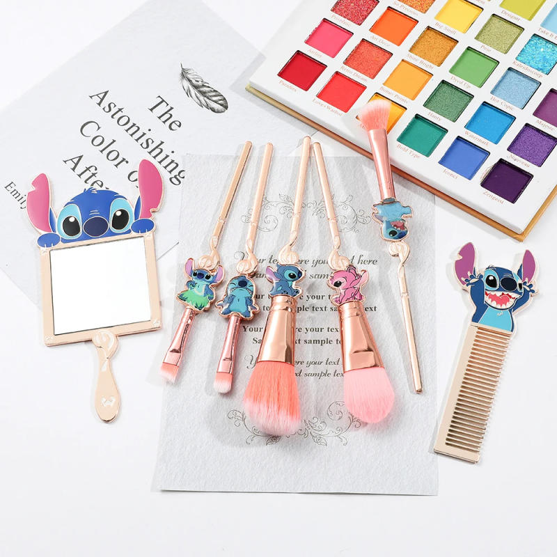 Description Picture 5 of itemSuper cute, Stitch makeup brush set, creative portable hand mirror and comb to choose from, suitable for girls' birthday parties