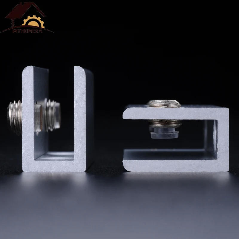 Description Picture 3 of item2 Pieces Glass Clamps Wall-mounted Supportor for 5mm 6mm 7mm 8mm Glass Clips Board Shelve Holder Corner Bracket Clamp Aluminum