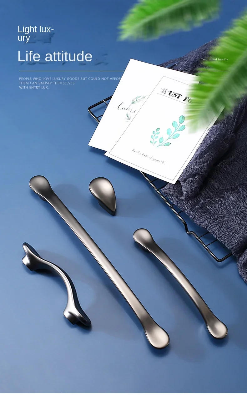 Description Picture 2 of itemWardrobe Wine Cabinet Handles Luxury Pearl Gray Door Handles Drawer Knobs Furniture European Nordic Light Simple Cabinet Handle