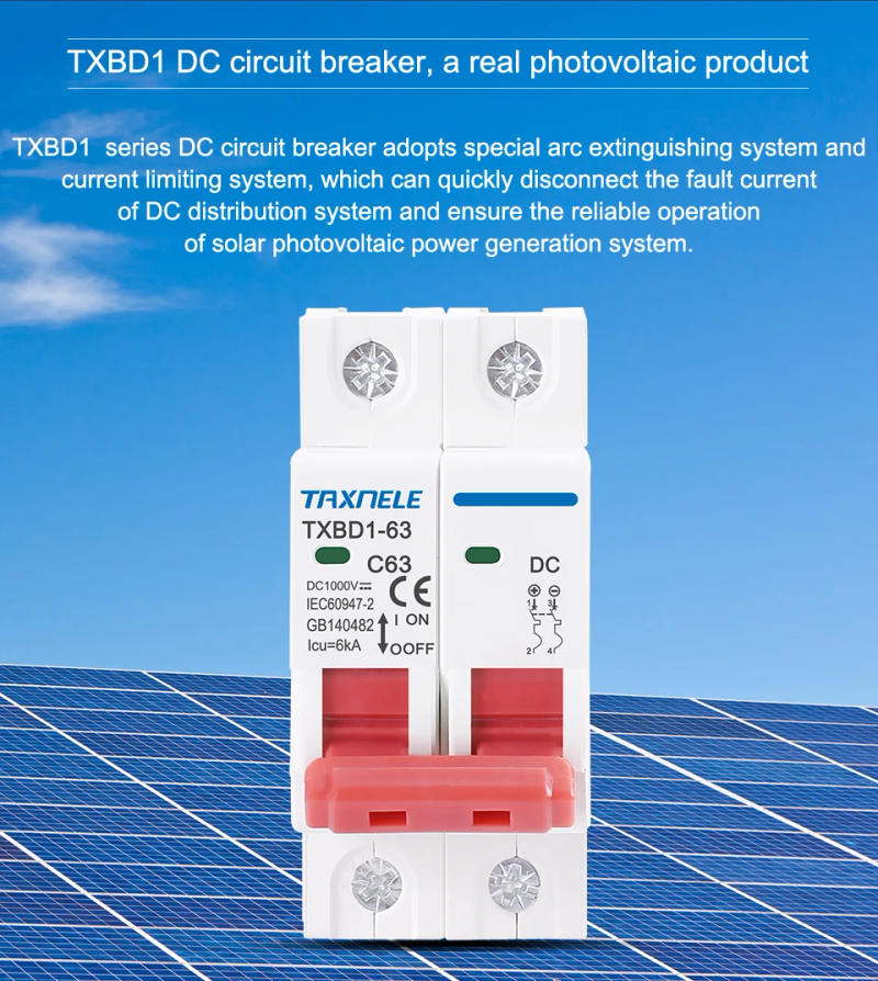 Description Picture 4 of item2P DC 1000V Solar Mini Circuit Breaker Battery Switch 6A 10A 16A 20A 25A 32A 40A 50A 63A DC MCB for Photovoltaic PV System