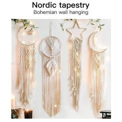 Northern Europe Popular Woven Tapestry Dream Catcher Hand Pendant Home Hanging Star Moon Decorative Hanging Cloth Wholesale