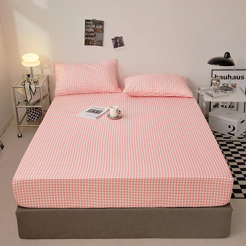 Description Picture 3 of itemCotton Fitted Sheet Soild Color with Elastic Band Non Slip Adjustable Mattress Cover Soft Comfortable for Double King Queen Size