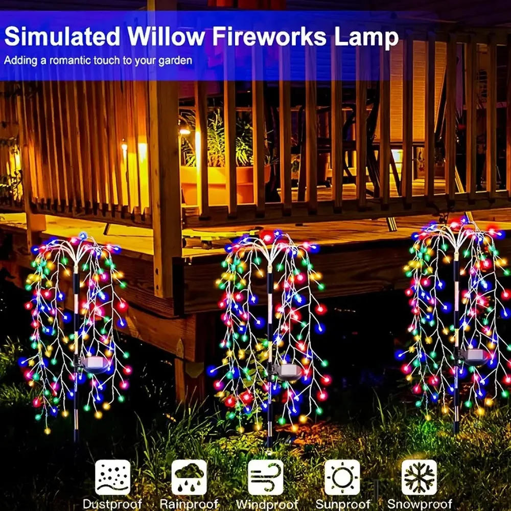 Description Picture 4 of itemNEW Solar Outdoor Lights 120/200 LEDS String Light Outdoor Solar Powered Lamp 8 Lighting Modes Garden Terrace Path Decorative