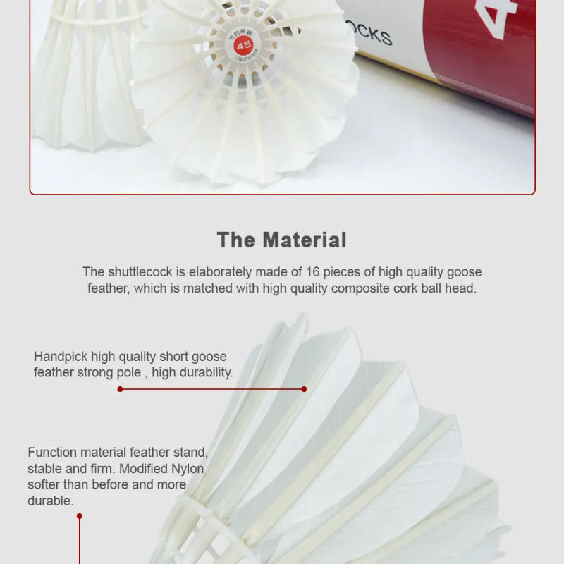 Description Picture 6 of item12Pcs Dmantis D45 3in1 Training Goose Feather Shuttlecocks Birdies Hybird Shuttlecock Badminton Balls Indoor Outdoor Sports