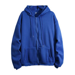 Women's Blue Sweatshirt Fashion Casual Zip Up Hooded Pullover Autumn Winter Basic Couple Hoody Jacket Boyfriend Style Sweatshirt