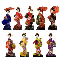 Ethnic Japanese Geisha Dolls, Asian Geisha Doll, Free Standing Sculpture Girl Statue, Kimono Dolls for Tabletop Shelf Decor