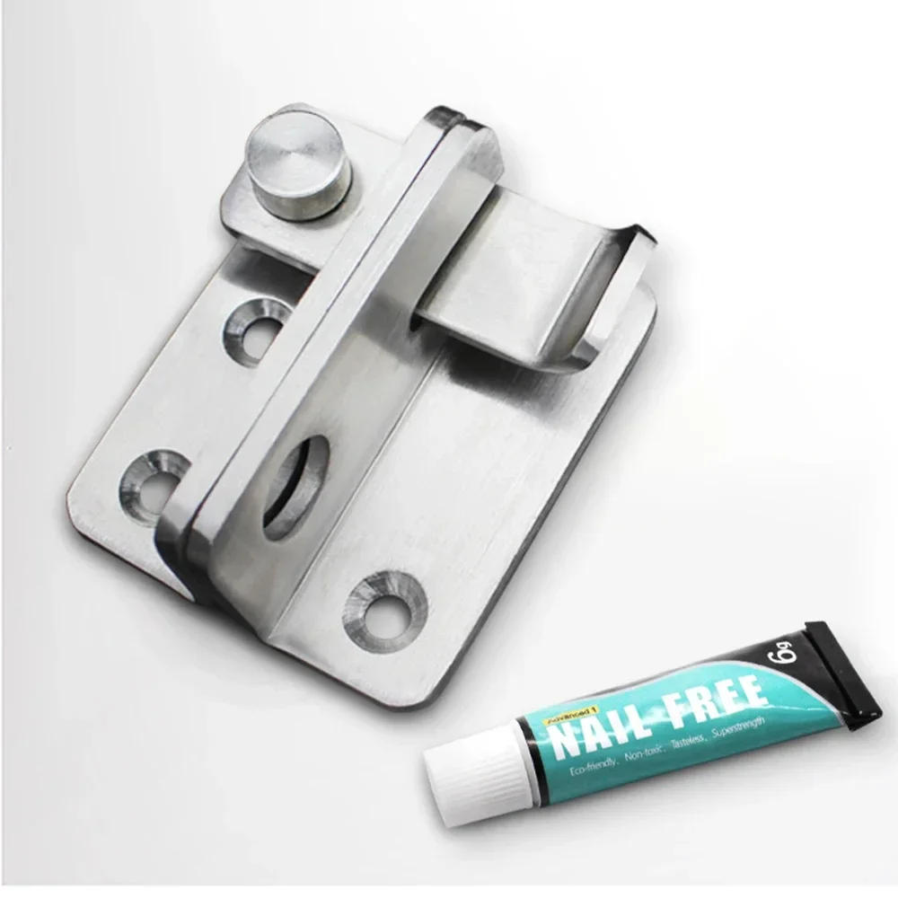 Description Picture 5 of item1PC Door Lock Free Punching Wardrobe Door Bolt Latch Drawer Lock Safety Stainless Steel Silver Door Bolt