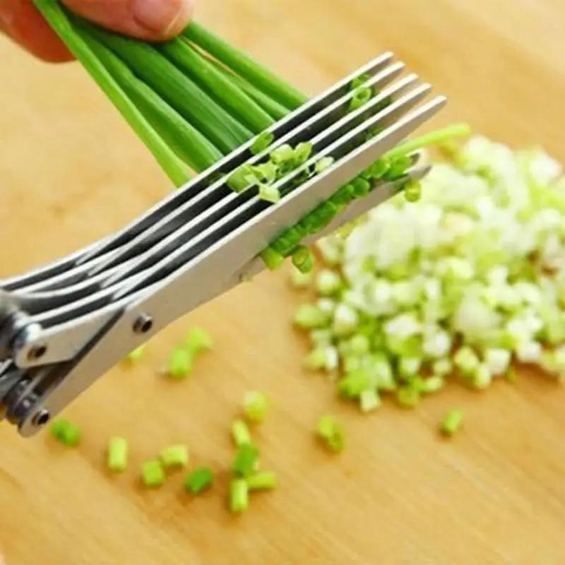 Description Picture 3 of itemMulti-functional Stainless Steel 3/5 Layer Kitchen Scissors Pepper Shredded Chopped Scallion Cutter Laver Cut Cooking Tool