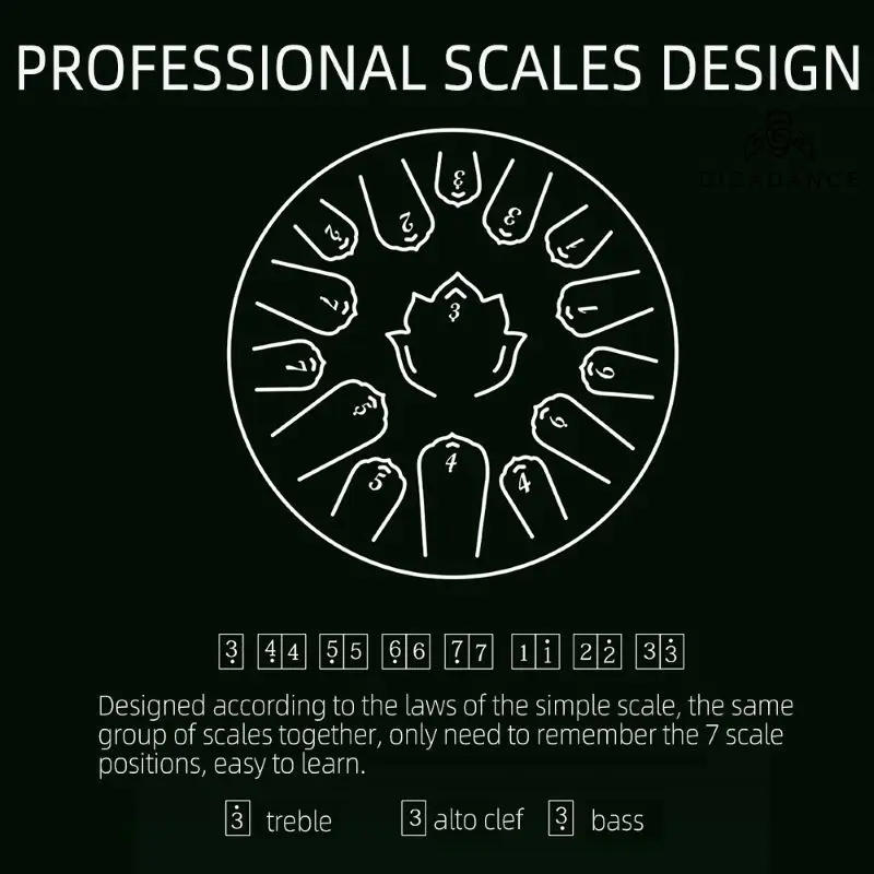 Description Picture 4 of itemHluru 13 Inch 15 Notes Steel Tongue Drum Glucophone C Tone Music Drum Ethereal Drum Percussion Musical Instruments Steel Drum