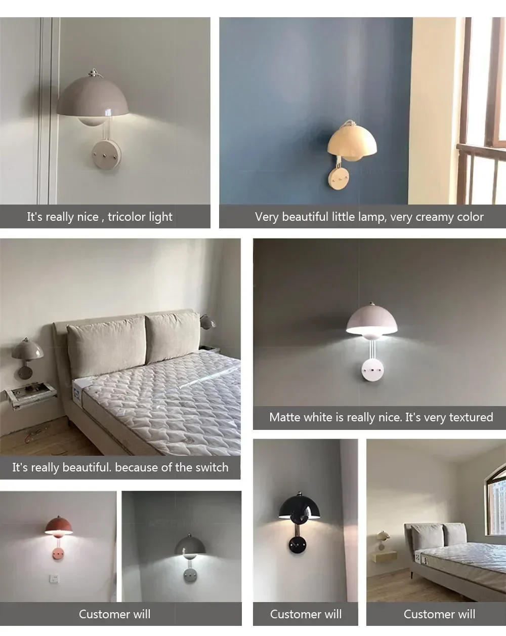 Description Picture 3 of itemLED Nordic  Wall Lamp Mushroom Light For Living Room Bedroom Bedside Hallway Study Restaurant Backwall Indoor Decorations Lights