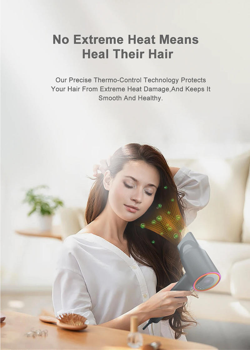 Description Picture 6 of itemKinseibeauty High Speed Hair Dryers HD Color Screen 5 Smart Modes Temperature Control Negative Ion Hair Care 59dB Low Noise