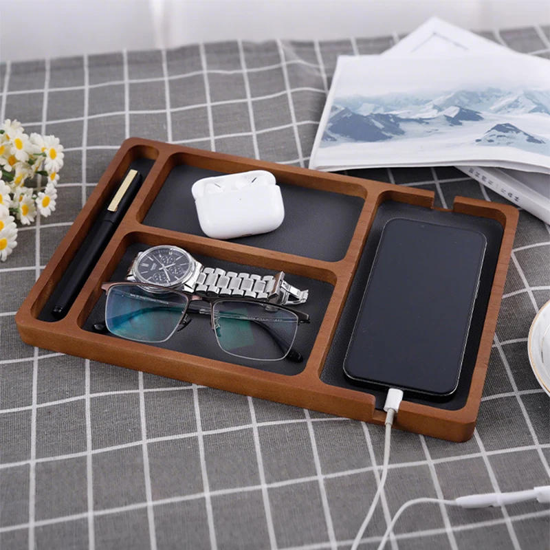 Description Picture 6 of itemWooden Desktop Storage Organizer Box With Compartments Home Office Glasses Mobile Phone Earphones Sundries Storage Box