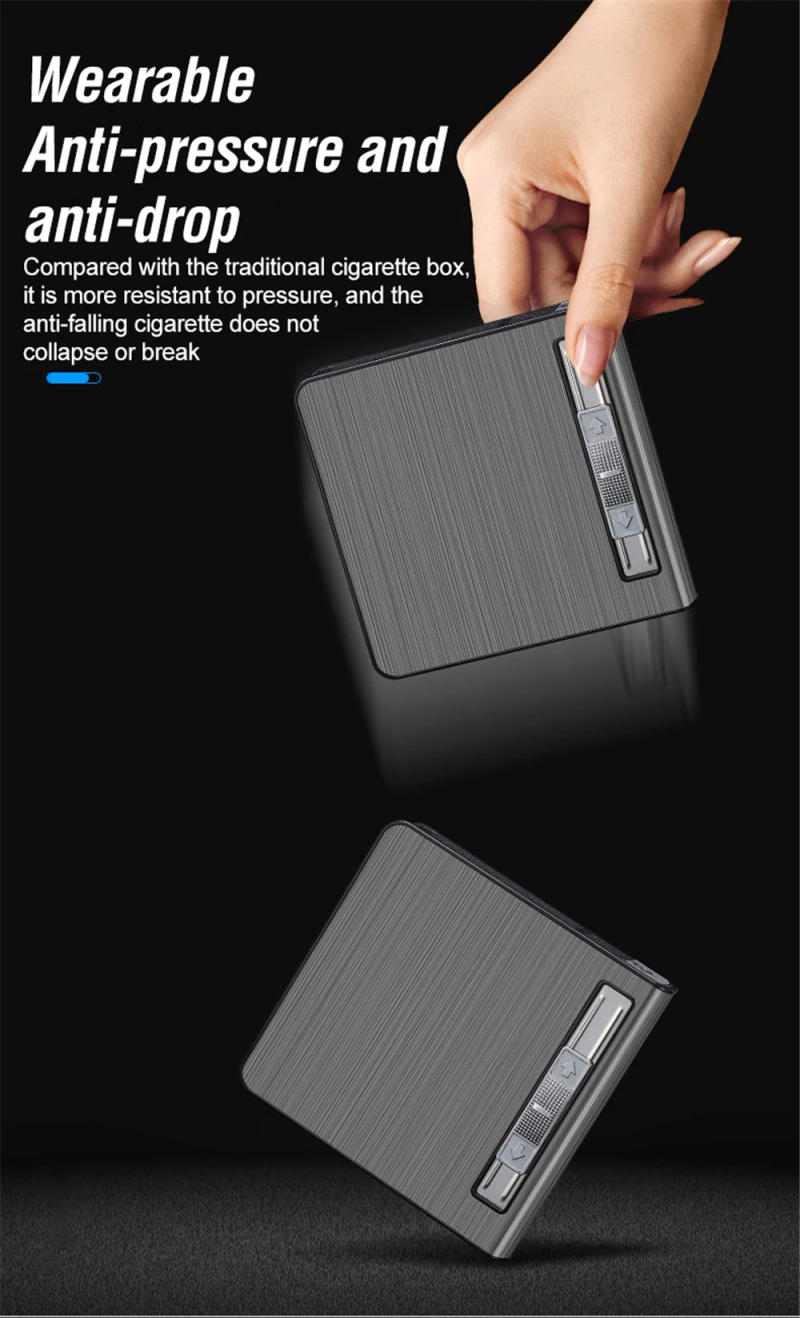 Description Picture 6 of itemMetal Automatic Pop-Up Cigarette Case Butane Gas Lighter Holds 20 Cigarettes Anti-Pressure Smoking Accessories Gadgets For Men