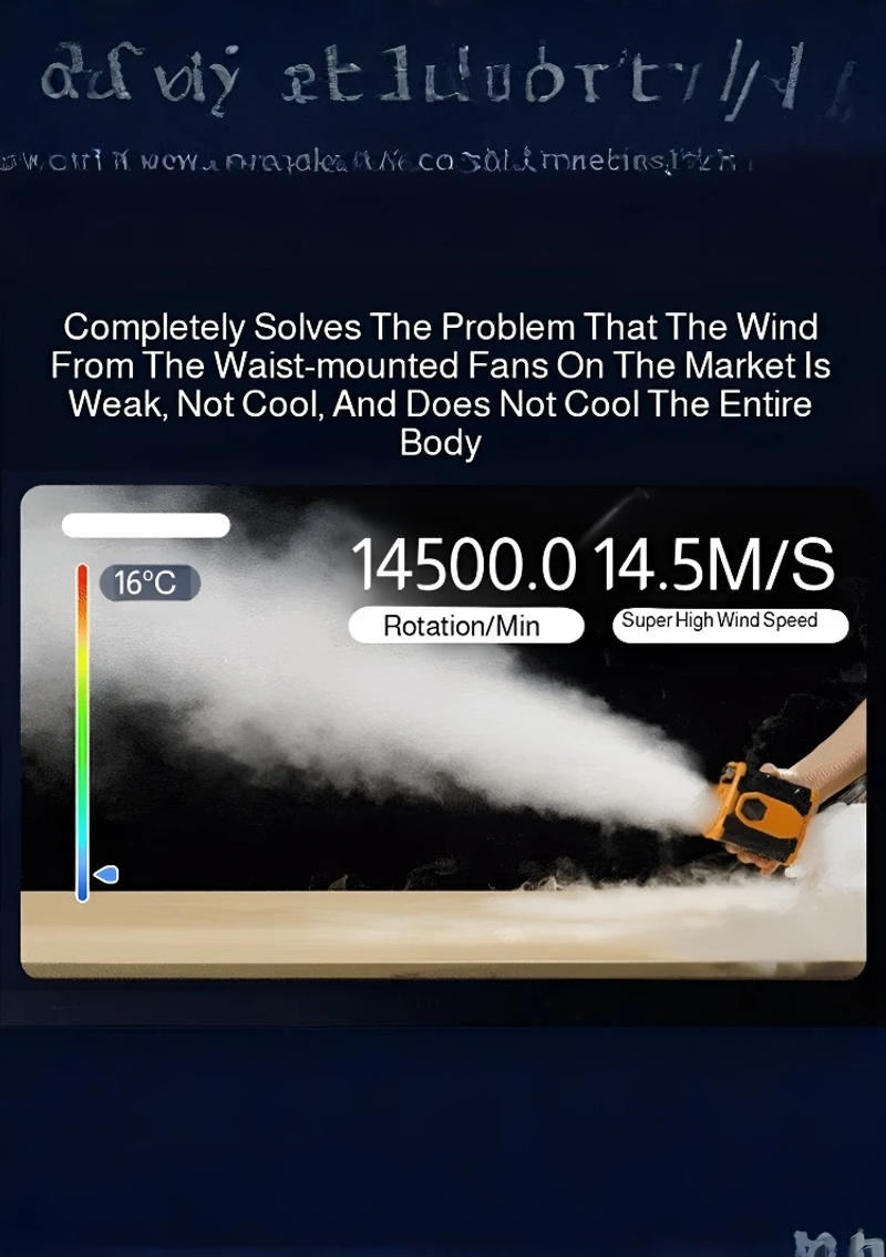 Description Picture 3 of itemRefrigeration Waist Fan Electric Fan Hanging Cooling Down Digital Display Outdoor Site Hanging Fan Rechargeable Neck Hanging Fan