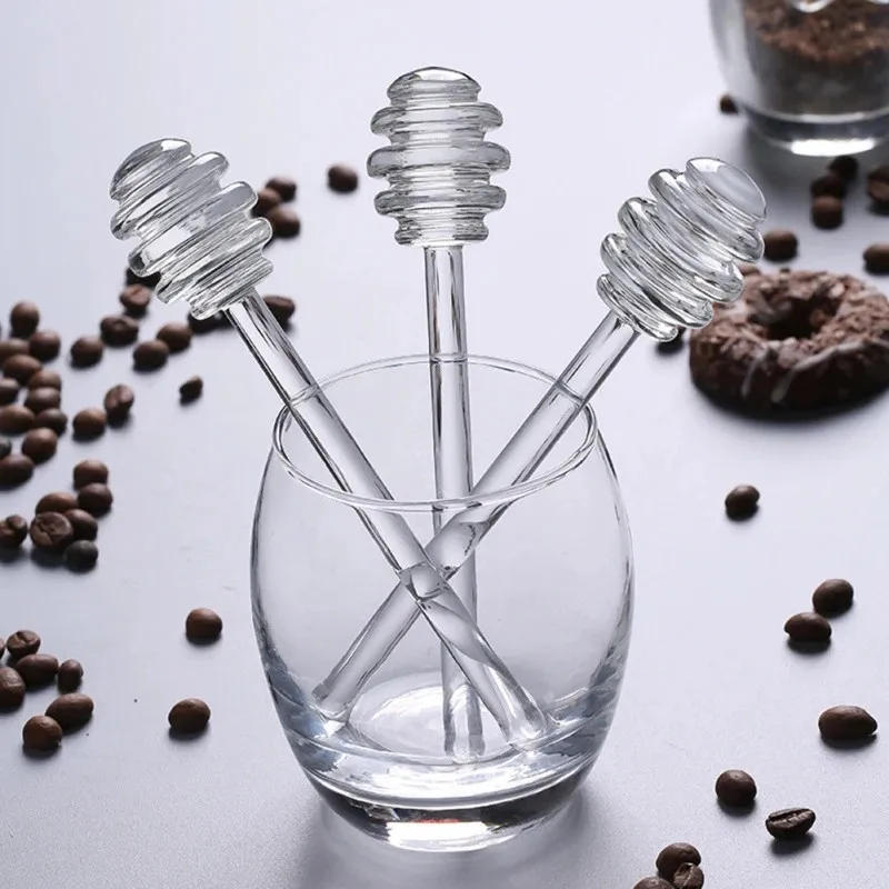 Description Picture 2 of itemGlass Honey Dipper Sticks Jam Sauce Spoon Mixing Stick Clear Coffee Milk Tea Stirring Bar Kitchen Supplies Cooking Tools