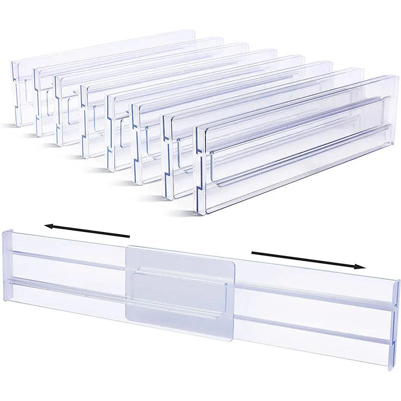 Description Picture 2 of item2/4PCS Drawer Dividers Organizers Adjustable Cabinet Storage Clothes Drawer Organizer Clear Drawers Separators Kitchen Tools