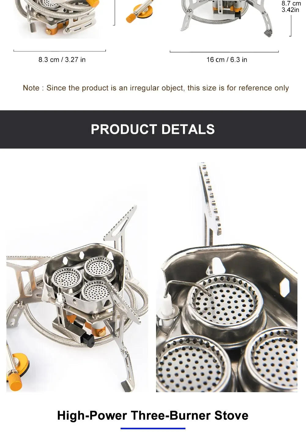 Description Picture 3 of itemWidesea Camping Tourist Burner Big Power Gas Stove Cookware Portable Furnace Picnic Barbecue Tourism Supplies Outdoor Recreation