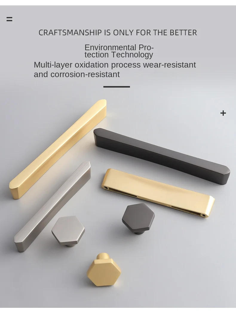 Description Picture 4 of itemGold Copper Brushed Grey Door Handles Modern Simple Light Luxury Wardrobe Cabinet Drawers Cabinet Door Handles Furniture