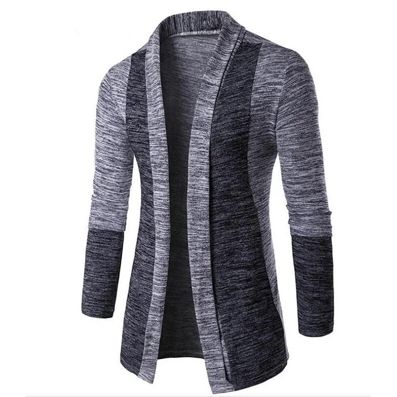 Description Picture 5 of item2024 Autumn Winter Retro Men Sweater Men's Cardigan Stitching Contrast Color Long-Sleeved Slim-Fit Sweater Jacket Masculina
