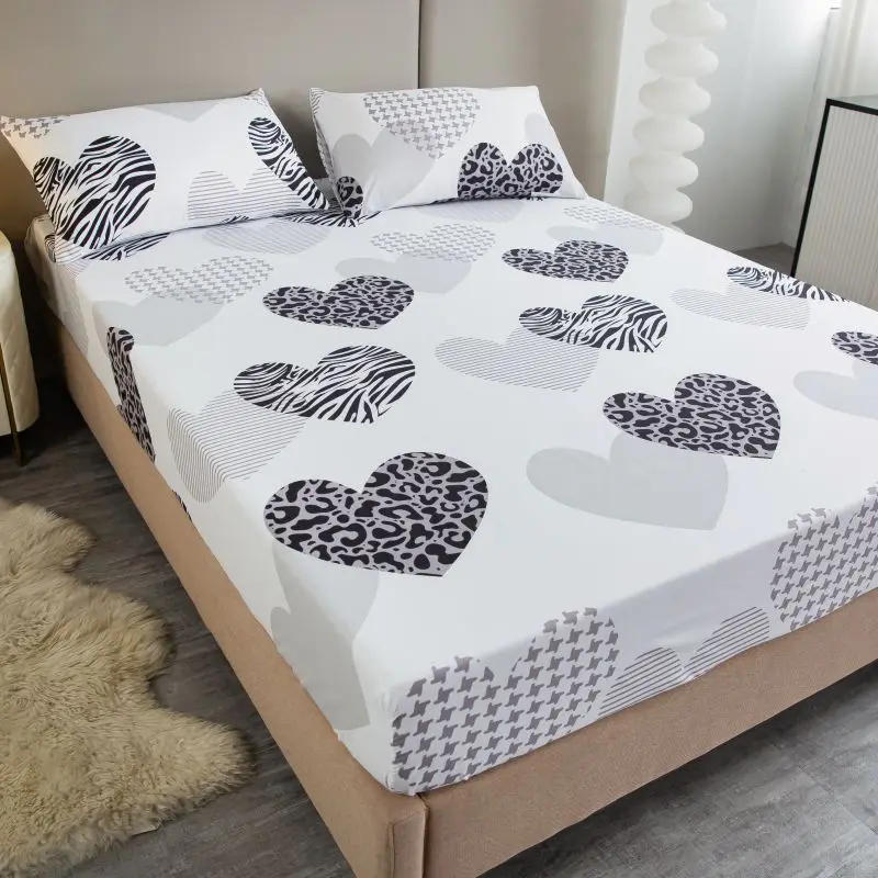 Description Picture 5 of itemLove Print Fitted Sheet Set Comfortable Bedding for Bedroom Guest Room Hotel with Deep Pocket Mattress Cover with Elastic Band