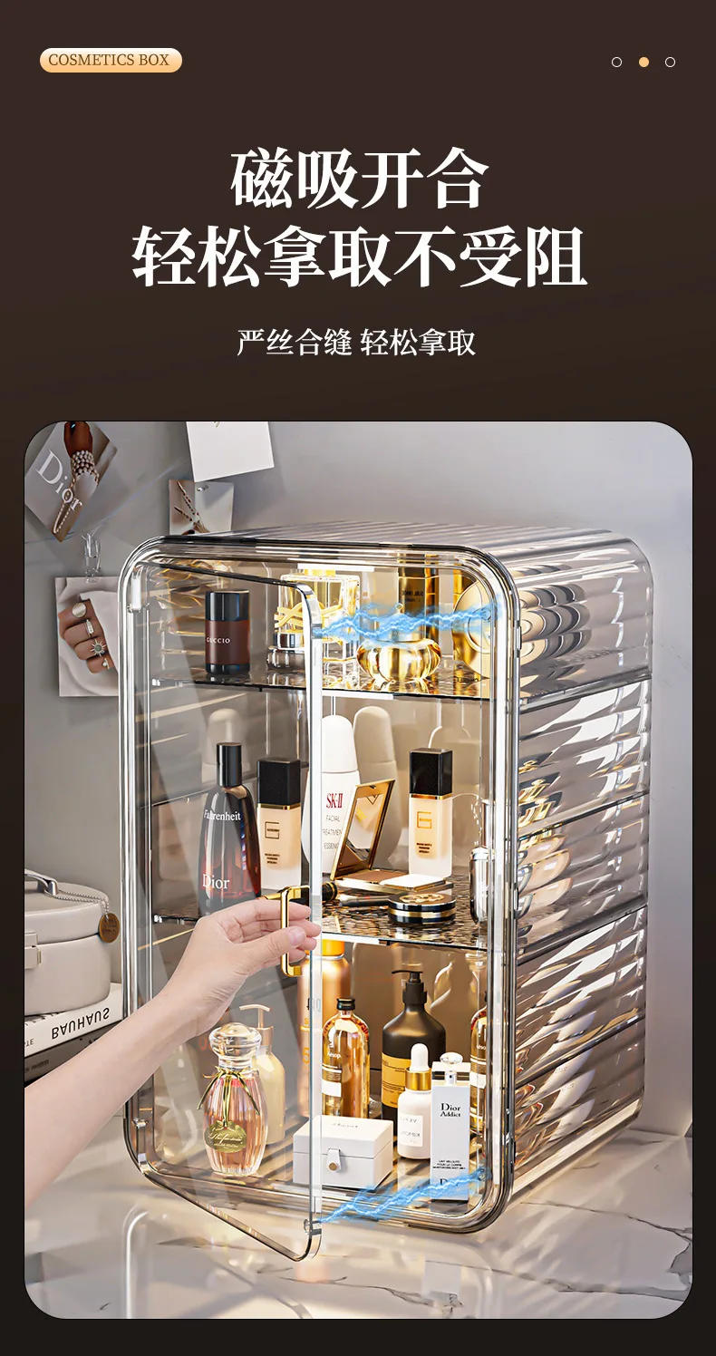 Description Picture 5 of itemTransparent Cosmetic Box Makeup Jewelry Drawer Multifunctional Organizer Home Storage Box Light Luxury Cosmetic Organizer
