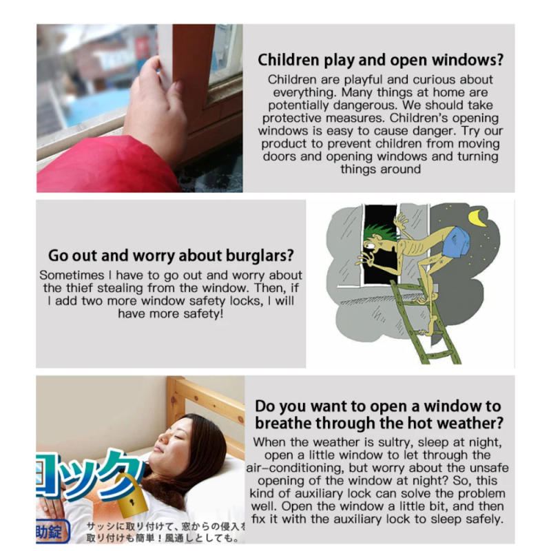 Description Picture 6 of itemWindow Safety Lock Aluminum Alloy Sliding Safety Lock Sliding Door Anti-theft Lock Buckle Window Stopper Lock