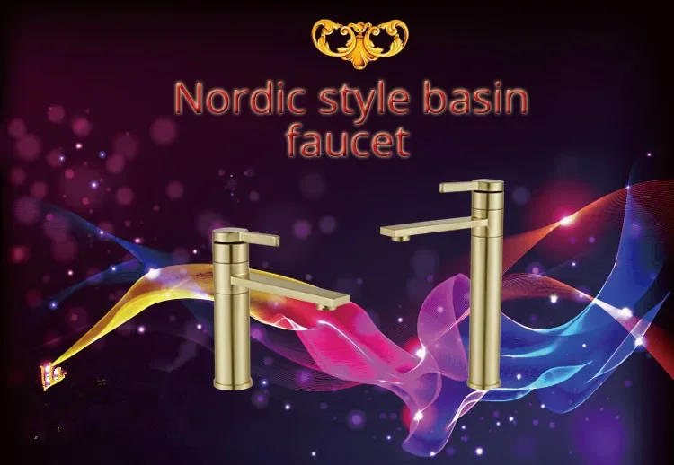 Description Picture 2 of itemBathroom Faucet Solid Brass Basin Cold And Hot Water Mixer Sink Single Handle Deck Mounted Brushed Gold Tap