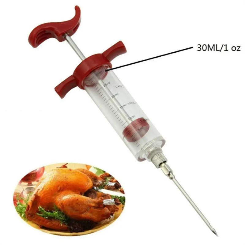 Description Picture 4 of itemMarinade Meat Seasoning Injector Kit Turkey Meat Injectors Stainless Steel Cooking Syringe With 1-4 Needles Cooking Syringe