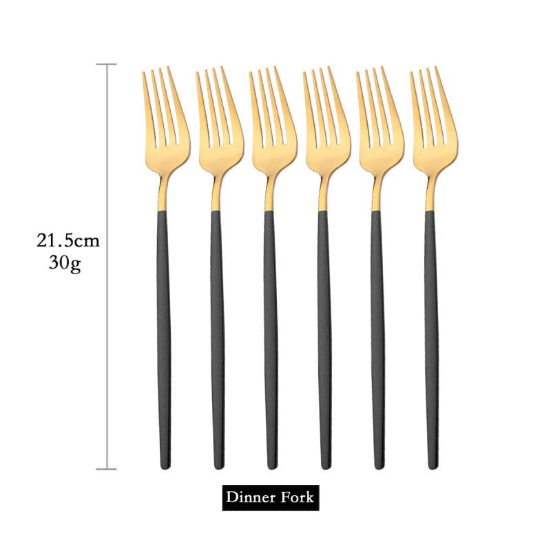 Description Picture 3 of item6Pcs Mirror Dinner Forks Cutlery Gold Stainless Steel Fork Flatware Kitchen Silverware Western Dinnerware Restaurant Fork Set