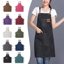 Comfortable Thin Kitchen Aprons for Woman Men Chef Work Apron for Grill Restaurants Bar Shop Cafes Beauty Nails Studios Uniforms
