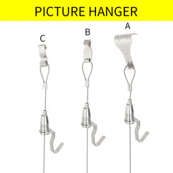 4 PCS Picture Hanging Hooks Hanging Wire Hanger Frame Kit Steel Stainless Adjustable Light Hook DIY Hanging Cord Pictures Hanger