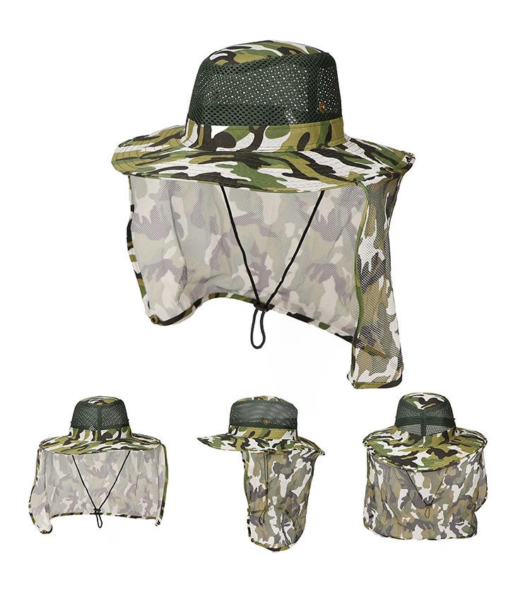 Description Picture 4 of itemOutdoor Camouflage Hat Fisherman's Fishing Cap Sunnet Gauze Cap Benny Hat Hiking Hat Anti-UV Sun-Protection Cool Breathable