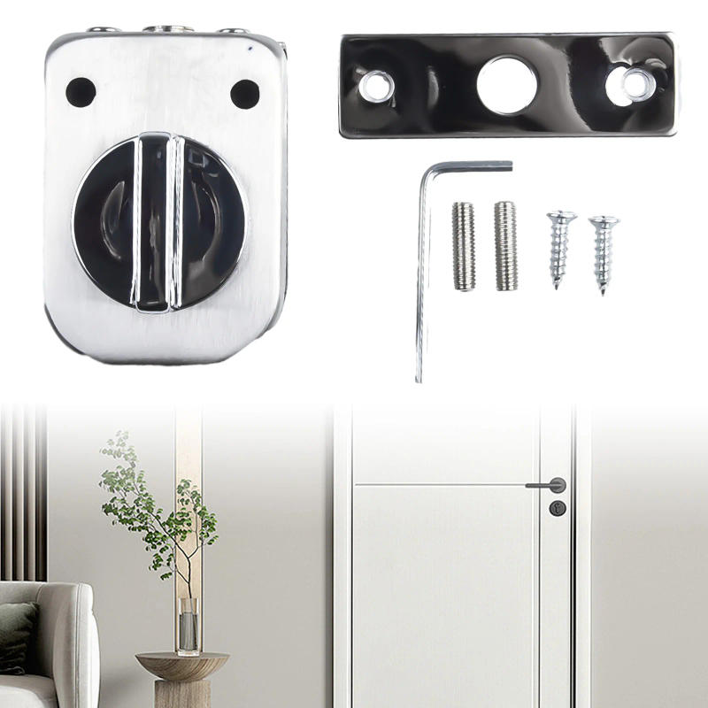 Description Picture 6 of itemHousehold Bathroom Stainless Steel Glass Door Lock Floor Latch Lock Bolt Ground Lock Toilet Push Pull Lock Bolt Door Hardware