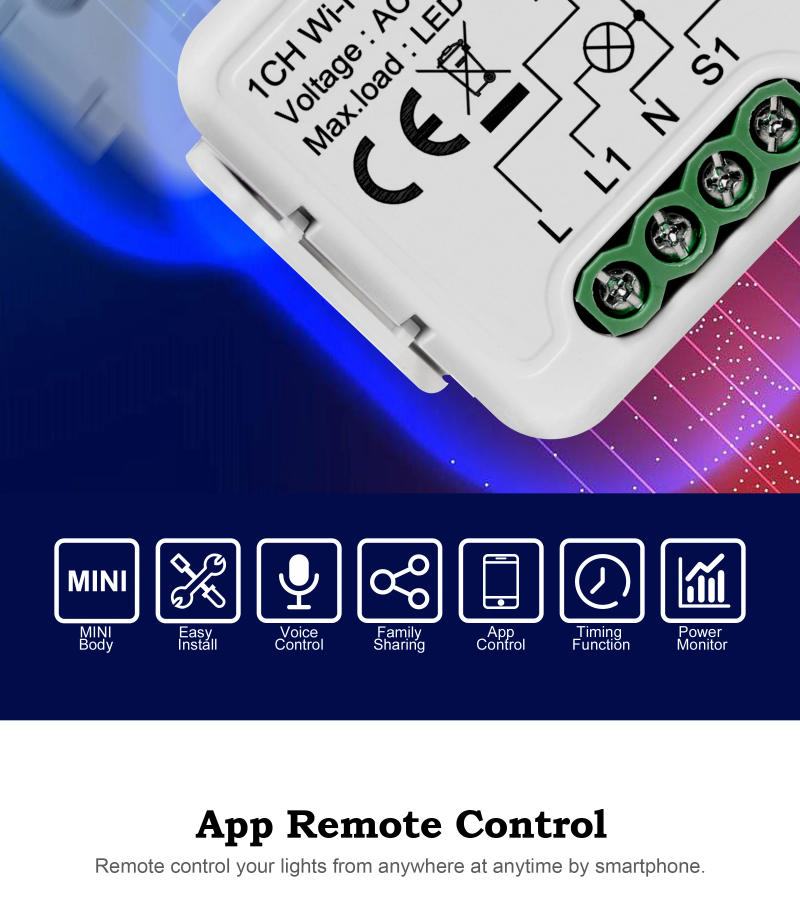 Description Picture 3 of itemGIRIER Tuya Smart WiFi Switch Module 16A with Power Monitoring Function Supports 2 Way Control Work with Alice Alexa Google Home