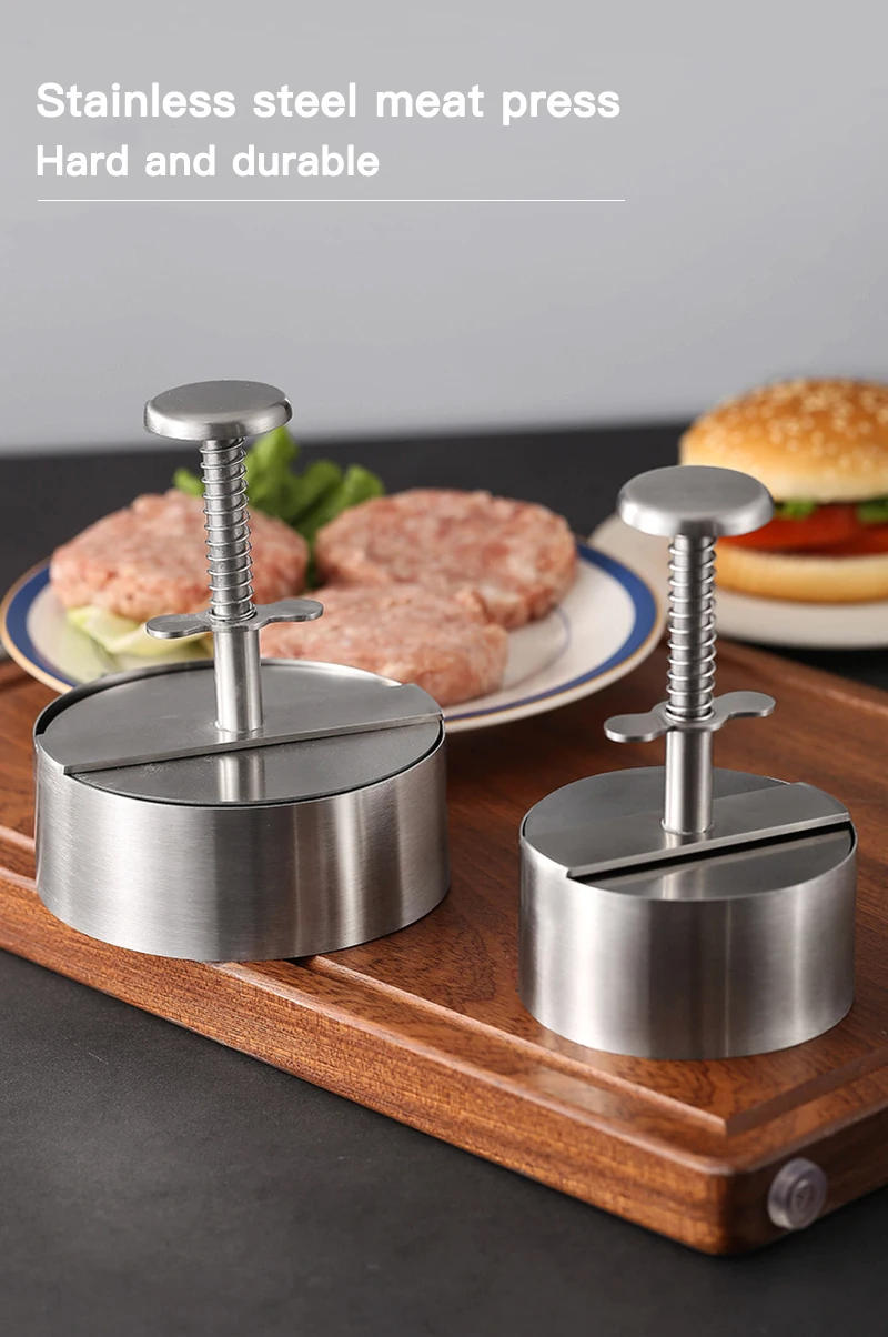 Description Picture 2 of item304 Stainless Steel Hamburger Press Burger Patty Maker Pork Beef  Manual Mold for Grill Griddle Meat Kitchen Tools