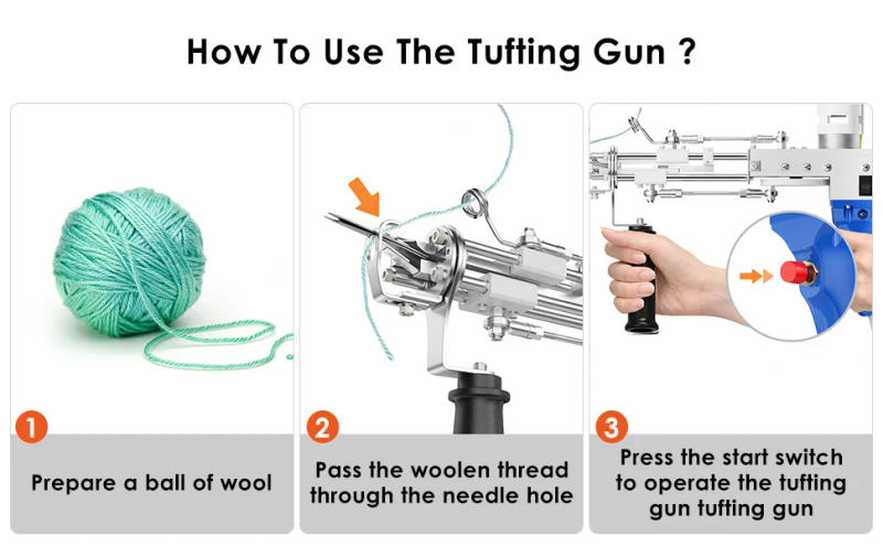 Description Picture 4 of itemTufting Gun 2 in 1 Set Cut Loop Pile DIY Tools Electric Carpet tapis Weaving Knitting Tufting Gun Weaving Flocking Rug Machine