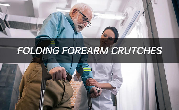 Description Picture 3 of itemFoldable Forearm Crutches for Walking Adjustable Crutch with Anti-Drop Cuff Adult Elbow Crutch Walking Stick