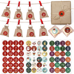 24pcs Christmas Stickers Christmas Advent Calendar Number Sticker Xmas DIY Packaging 2023 Navidad Gift Seal Label Decorations