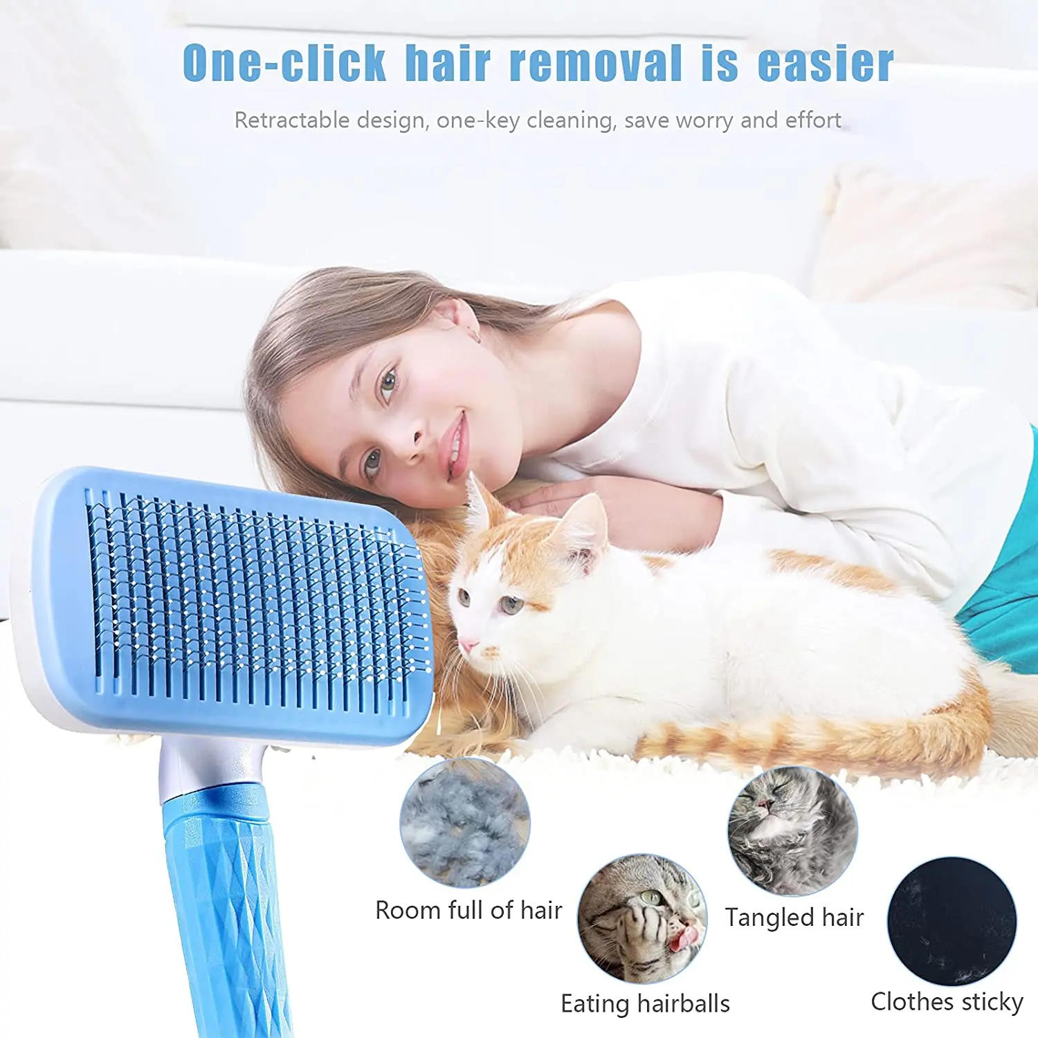 Description Picture 5 of itemDog Hair Remover Brush Cat Dog Hair Grooming And Care Comb For Long Hair Dog Pet Removes Hairs Cleaning Bath Brush Dog Supplies
