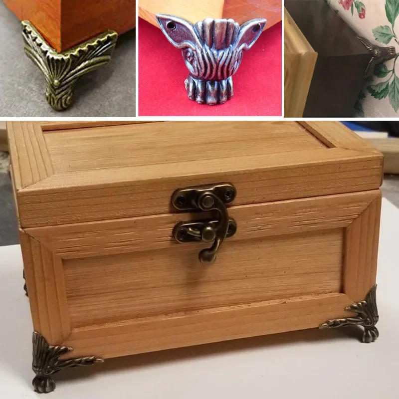 Description Picture 6 of item4pcs Antique Bronze Wood Box Jelwery Case Feet Leg Furniture Corner Protector Decorative Craft Bracket Furniture Hardware