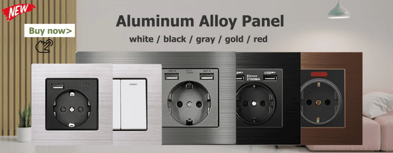 Description Picture 6 of itemEIOMR Type-C Interface Outlet 86*86mm PC Panel Wall EU Russia Spain French Socket With USB Charge Port 5V 2A White Black Socket