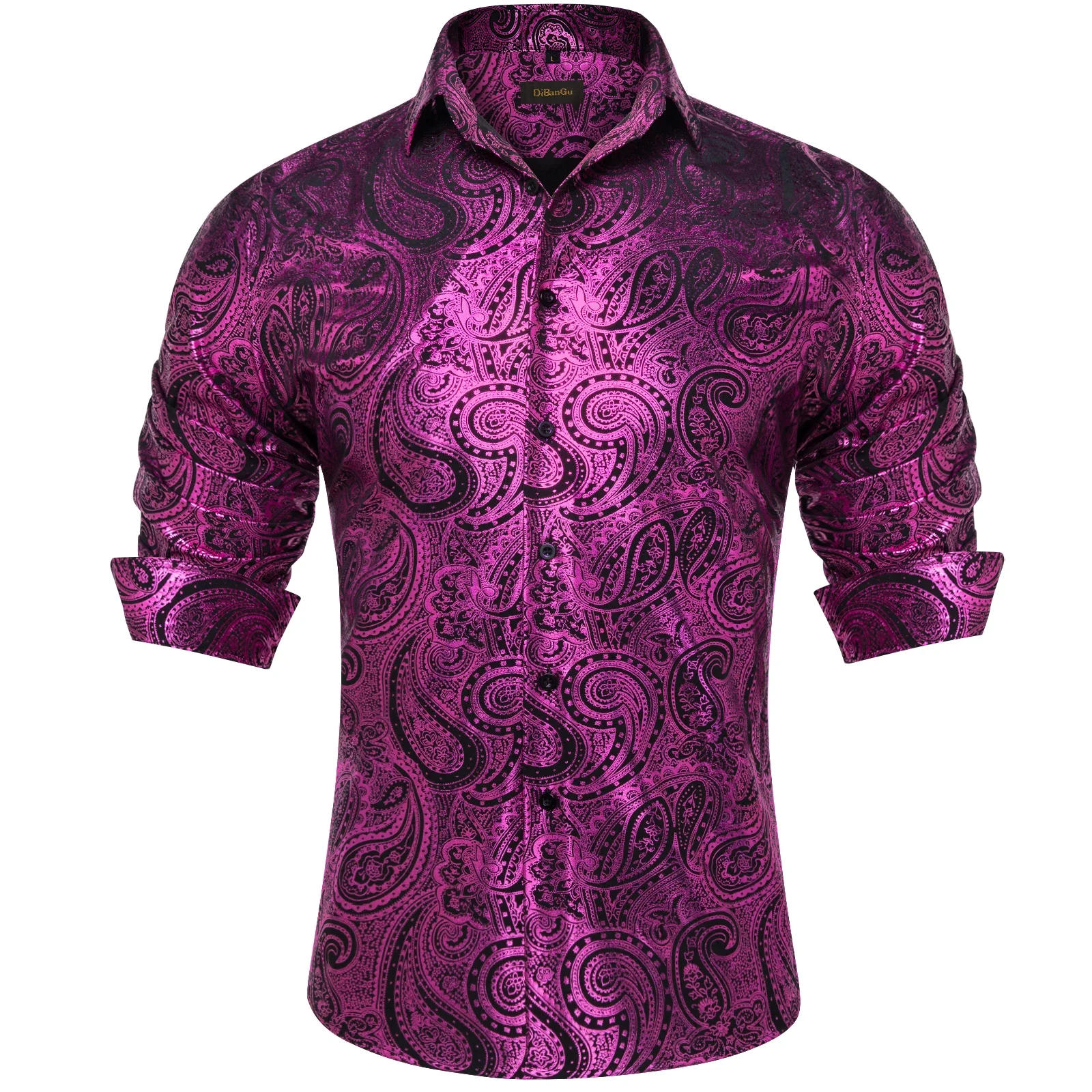 Description Picture 4 of itemMen's Luxury Shirt Gold Paisley Gilding Slim Fit Social Shirts Long Sleeve Summer Hawaiian Elegant Shirt Clothing Women Blouse