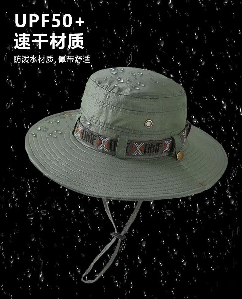 Description Picture 4 of itemSummer Bucket Hat Outdoor UV Protection Wide Brim Panama Safari Hat Mesh Fisherman Beach Cap for Hiking Cycling Fishing Hat