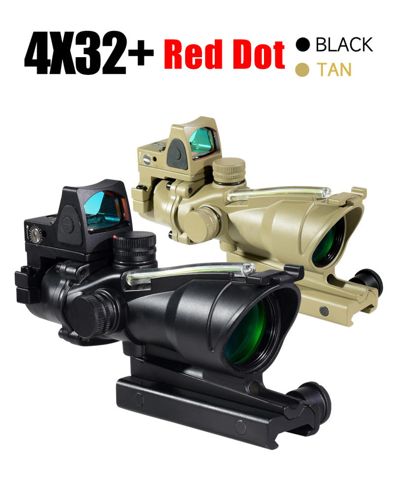 Description Picture 2 of item4X32 Sight with Red Dot Real Fiber Optics Red Green Dot Illuminated RifleScope Etched Reticle Hunting Sight Scope for 20mm Rail
