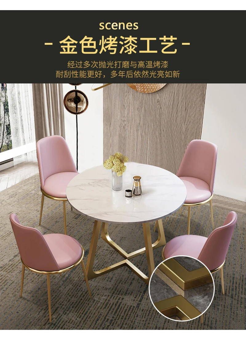 Description Picture 5 of itemSmall Space Dining Table Round Floor Waterproof White Mobile Dining Tables Restaurant Nordic Mesa De Comedor Home Furniture