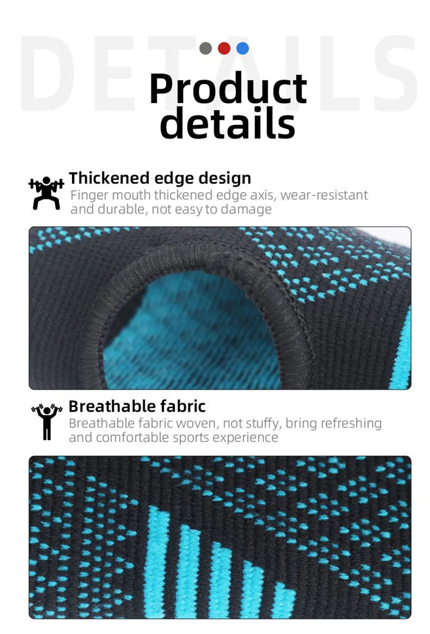 Description Picture 3 of item1PC Palm Guard Strap Adjustable Wrist Protector Knitted Nylon Breathable Palm Protection Gloves Fitness Sports Protective Gear