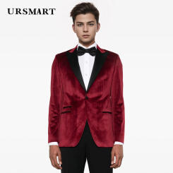 Classic polka neck men's casual suit wine red single breasted high-quality elegant gentleman style men's set customized dress