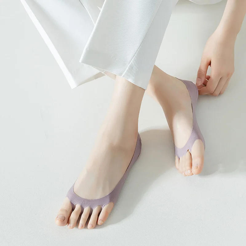 Description Picture 6 of itemSummer Cotton Thin Open Toe Sock Slippers Low Tube Invisible Boat Socks Sweat Absorption Deodorant Sock Slipper Sandal Underwear