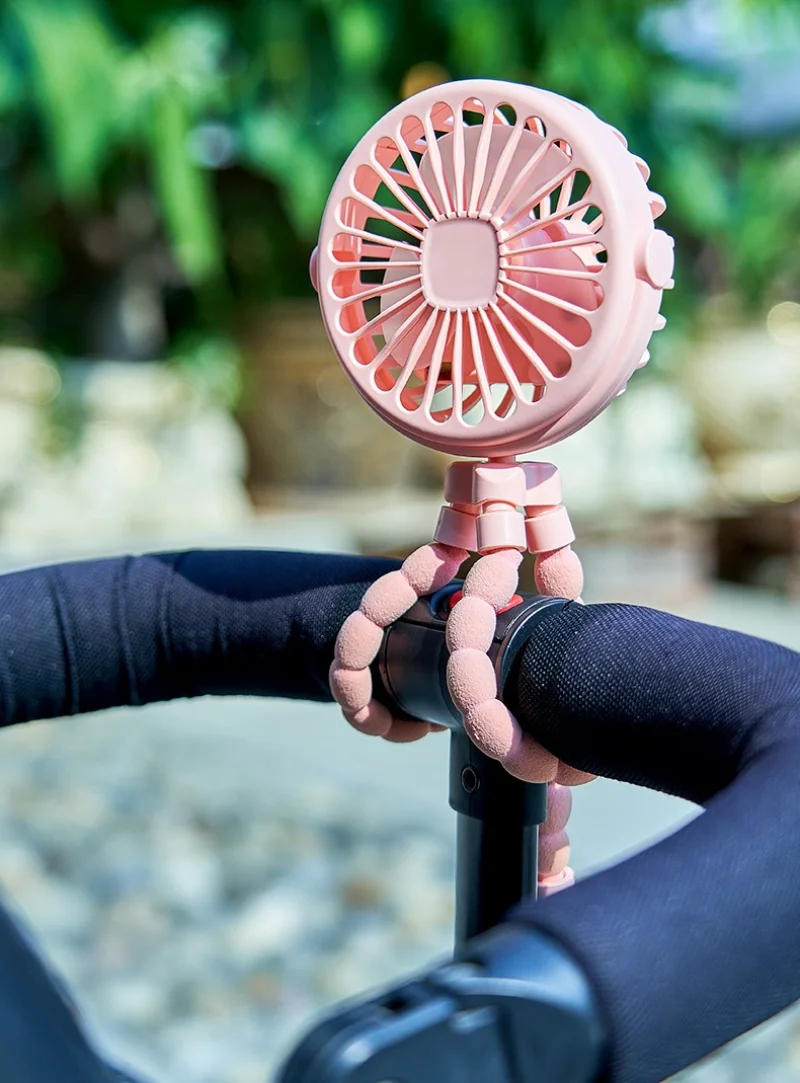 Description Picture 5 of itemHandheld Baby Stroller Fan Flexible Tripod Fan for Car Seat Crib Stroller USB Rechargeable Mini Desk Fans with 3 Speeds & Lights