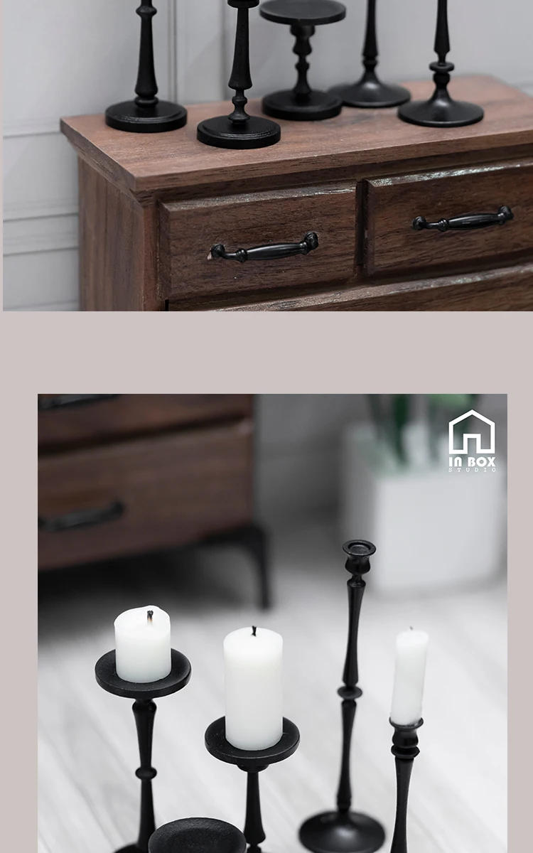 Description Picture 6 of item1:6 Scale Miniature Candlesticks Mini Candelabra Dollhouse Candles Furniture Toy Pretend Play Doll House Decoration Accessories